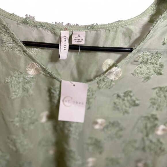 C Est 1946 Small Green Polka Dot Sheer Blouse NWT Preppy - Picture 4 of 7